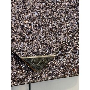 Rebecca Minkoff Molly Glitter Leather Crossbody Clutch Bag Silver Party Bag